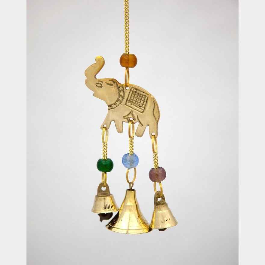 Small Brass Chimes with Three Bells and Glass Beads