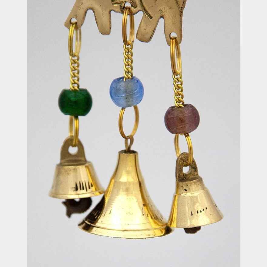 Small Brass Chimes with Three Bells and Glass Beads
