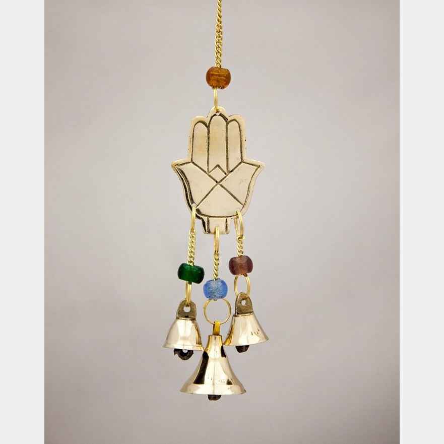 Small Brass Chimes with Three Bells and Glass Beads