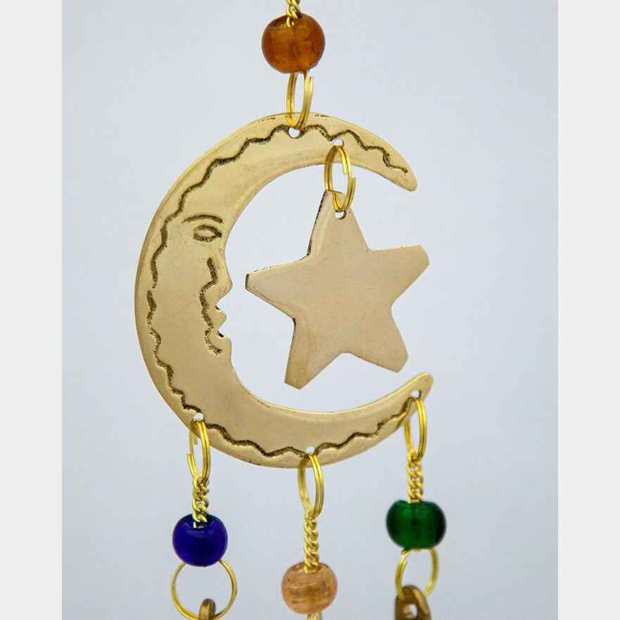 Small Brass Chimes with Three Bells and Glass Beads