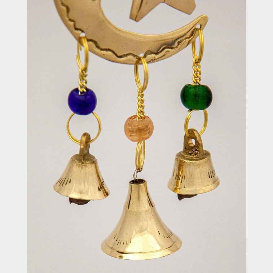 Small Brass Chimes with Three Bells and Glass Beads
