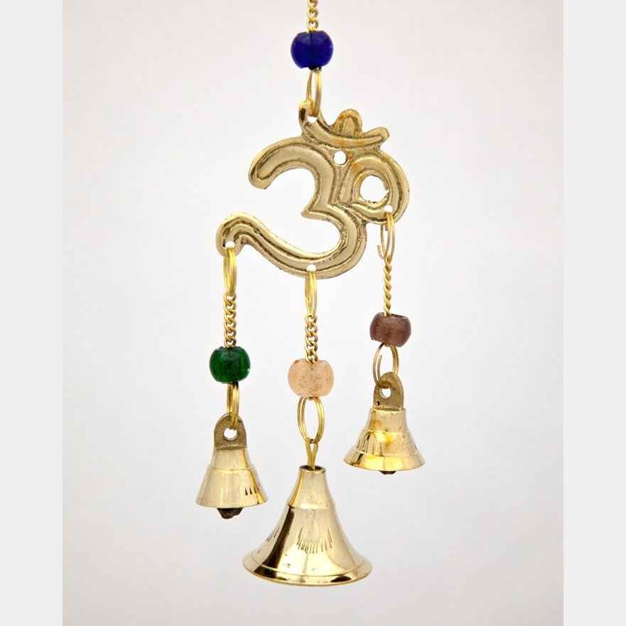 Small Brass Chimes with Three Bells and Glass Beads