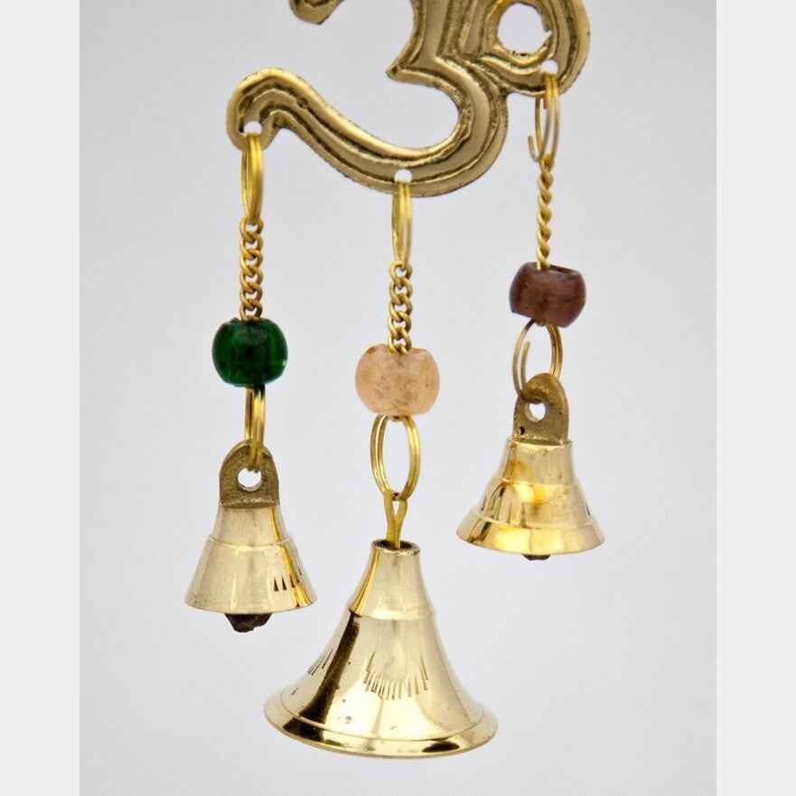Small Brass Chimes with Three Bells and Glass Beads
