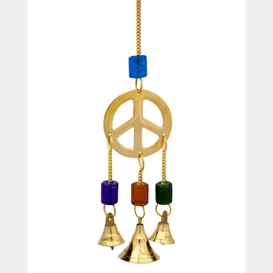 Small Brass Chimes with Three Bells and Glass Beads