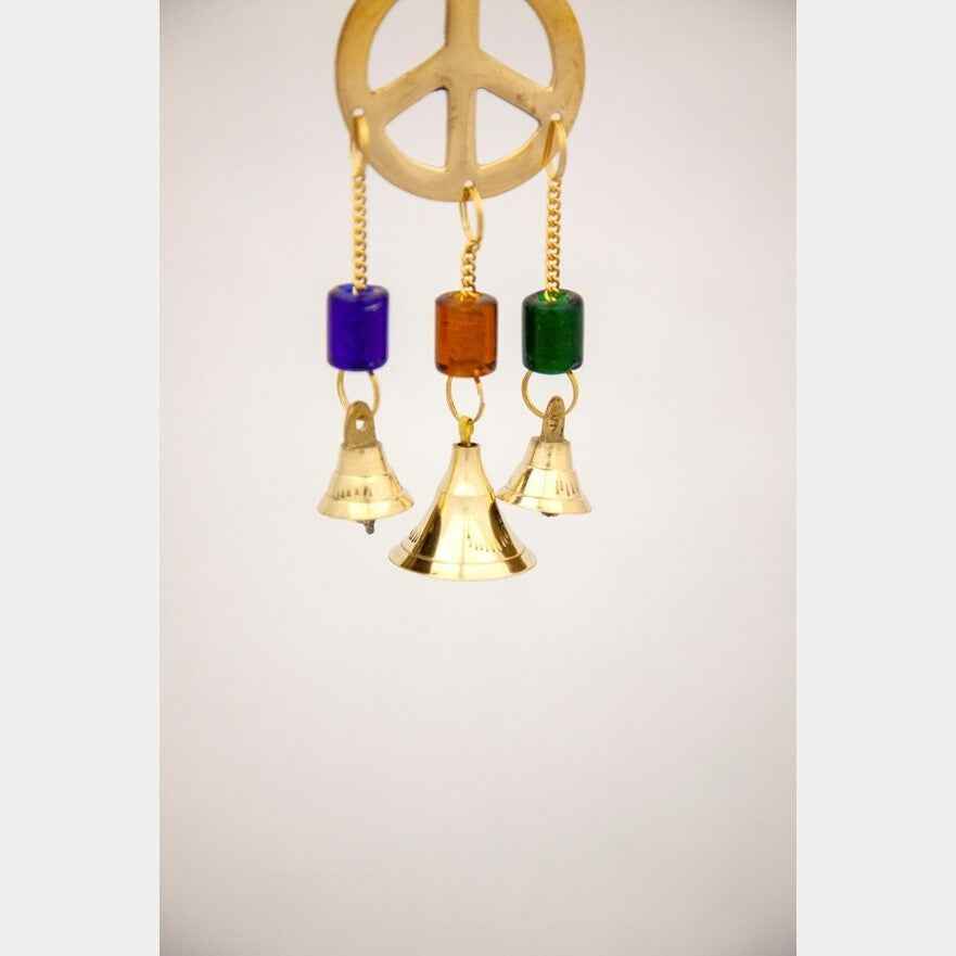Small Brass Chimes with Three Bells and Glass Beads