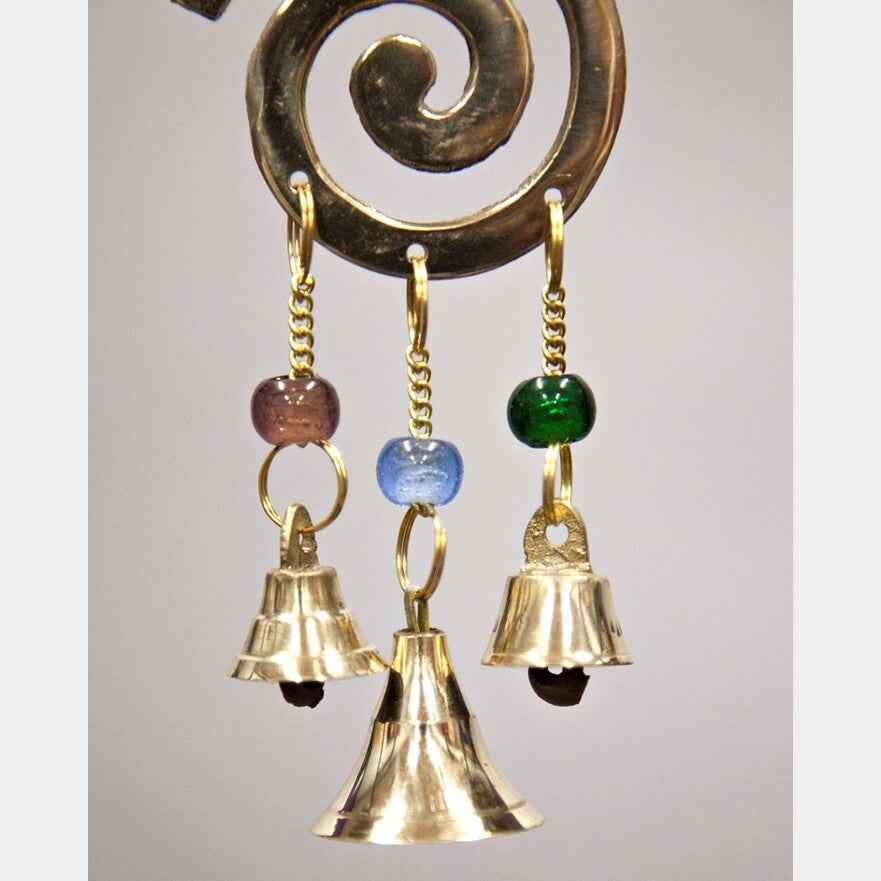 Small Brass Chimes with Three Bells and Glass Beads