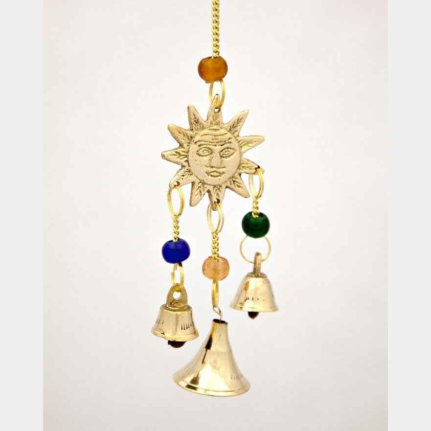 Small Brass Chimes with Three Bells and Glass Beads