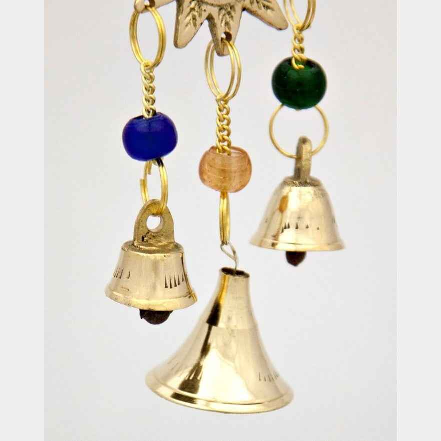 Small Brass Chimes with Three Bells and Glass Beads