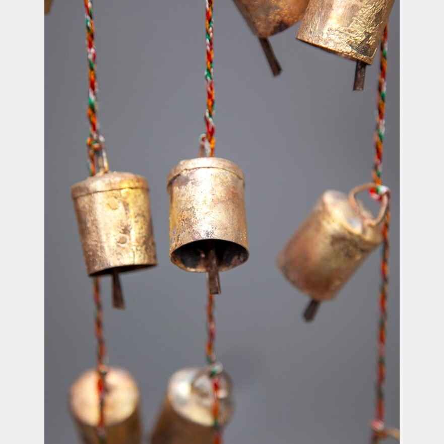 8 Rustic Tin Bells on a Cord