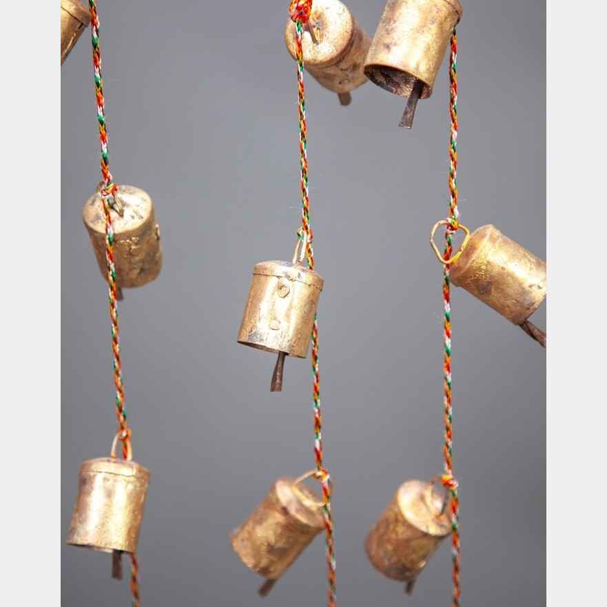 8 Rustic Tin Bells on a Cord