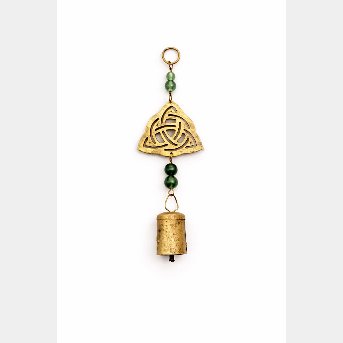 Handcrafted iron Triquetra chime with decorative beads and bells