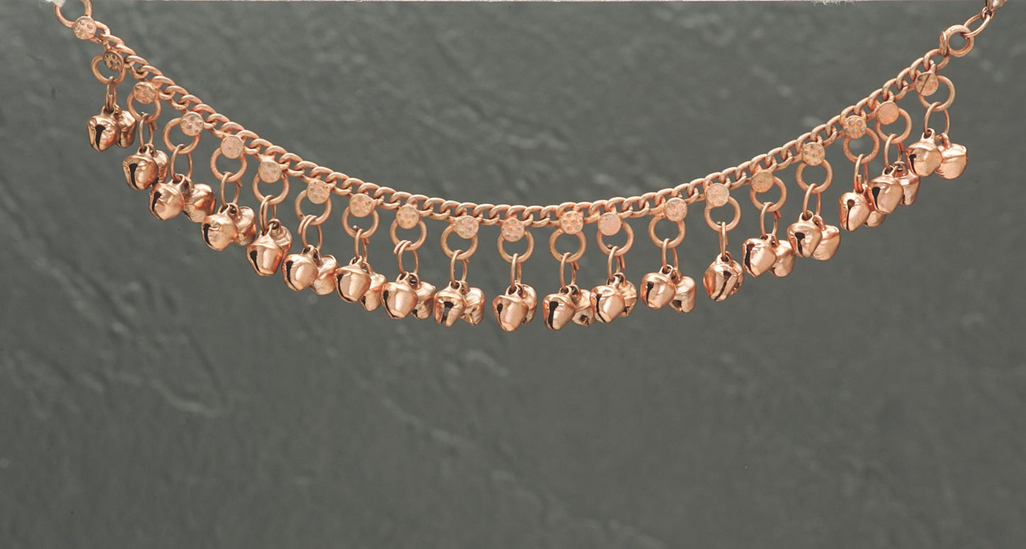 Copper Colored Bracelet Chain with Bells - Unique Boho Chic Accessory