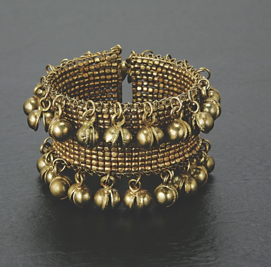 Open Cuff Bracelet with Large Ghungru Bells - Vintage Appeal & Charm