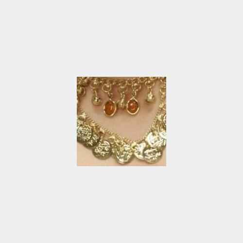 36-Inch White Metal Belt with Elegant Glass Charms - Refined & Stylish Statement
