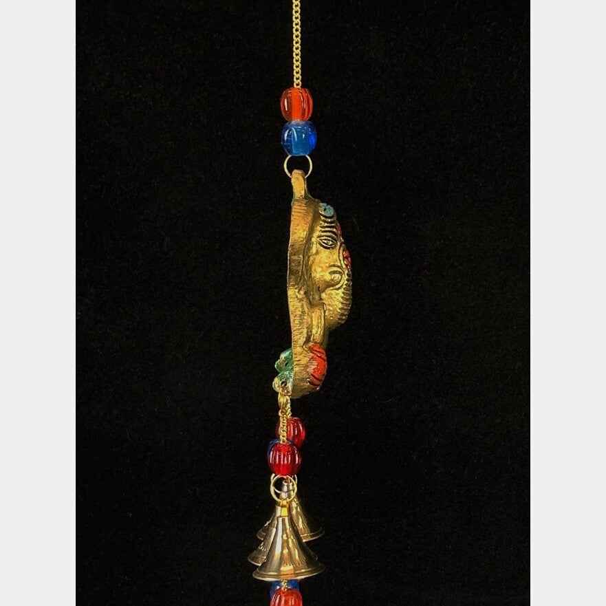 Polished Brass Ganesh Wind Chime with Beads