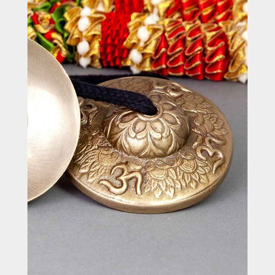 3-Inch Seven-Metals Tingsha Cymbal with Om Symbol
