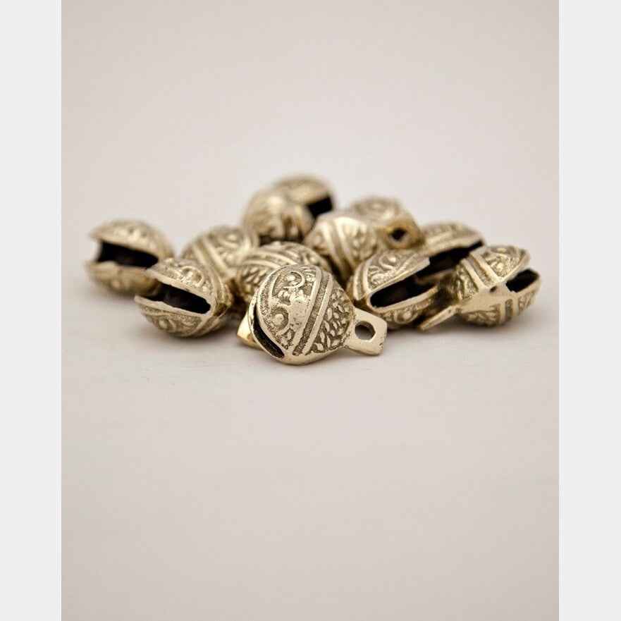 Dozen Single-Cut Embossed Brass Bells
