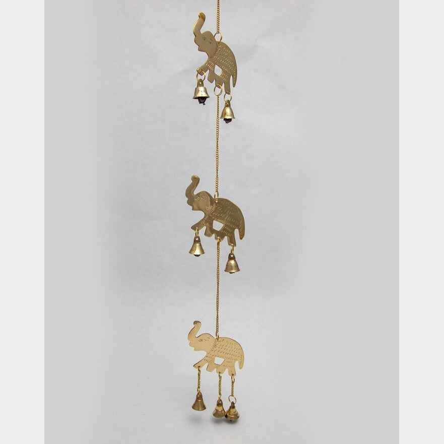 Polished Brass Three Elephant Bell Wind Chime