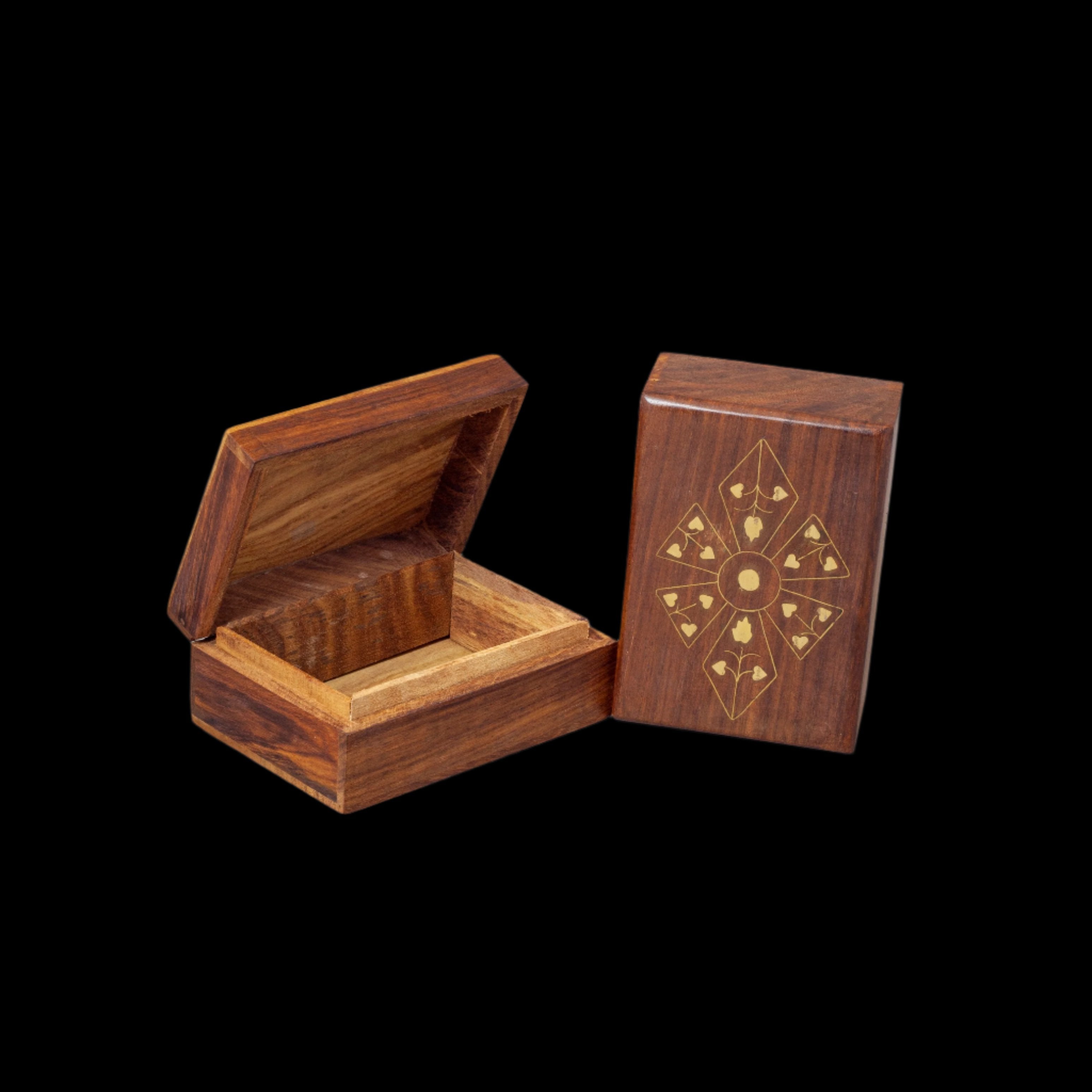 Brass - Inlaid Wooden Treasure Boxes - Elegant Handcrafted Keepsake Collection - Household Storage Containers - Bellbazaar.com - WB234 - 1/4