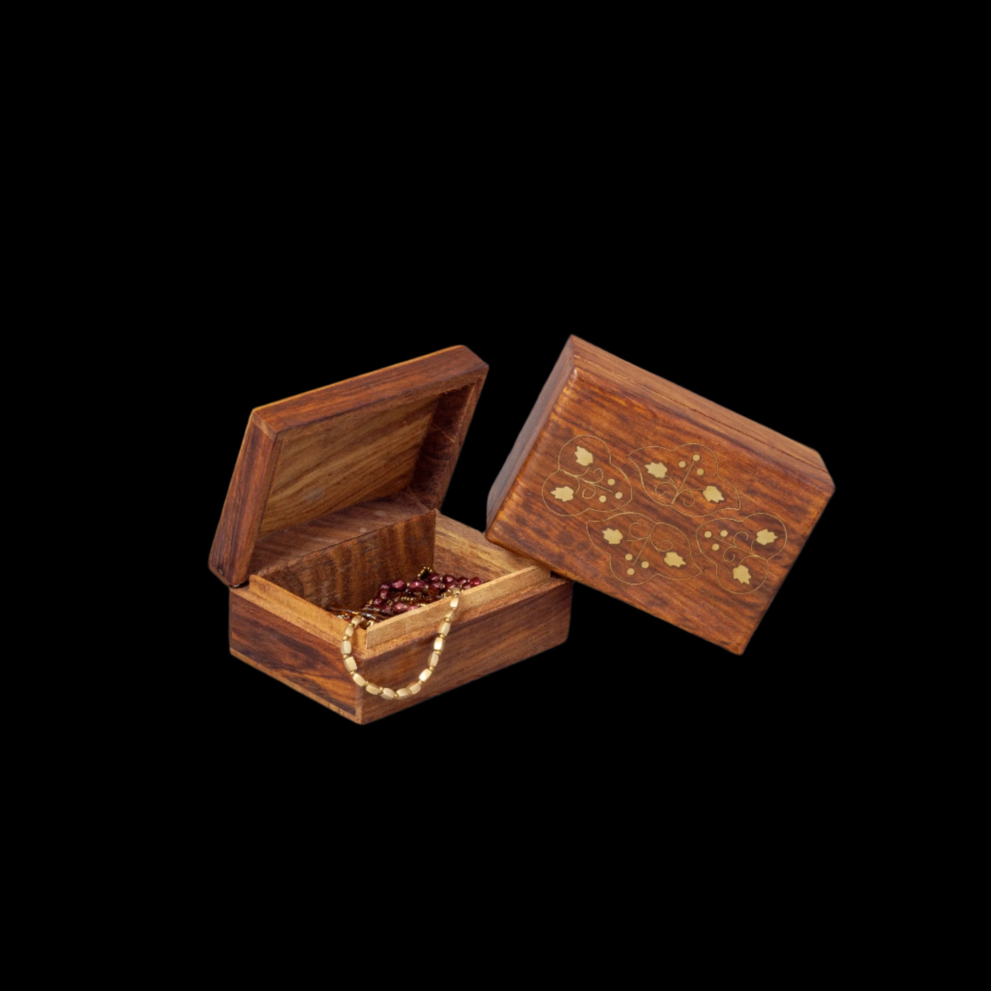 Brass - Inlaid Wooden Treasure Boxes - Elegant Handcrafted Keepsake Collection - Household Storage Containers - Bellbazaar.com - WB234 - 1/4