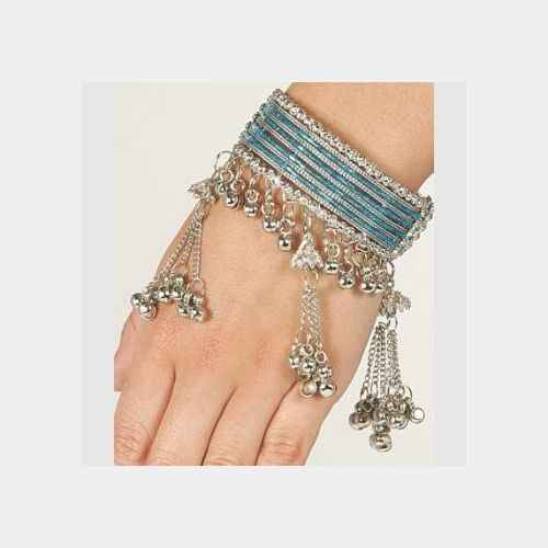Charming Slip-On Cuff Bracelet with Tiny Beads and Bells