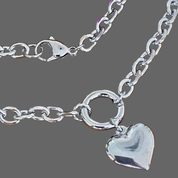 Convertible Heart Pendant Necklace, Stainless Steel - Bell Bazaar