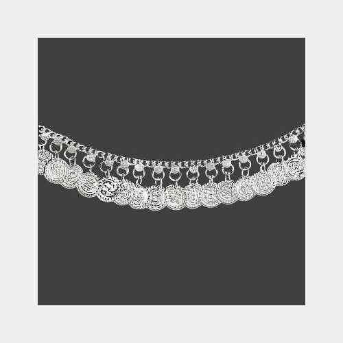 Delicate Anklet with Small White Metal Coins - Dainty & Charming Accessory