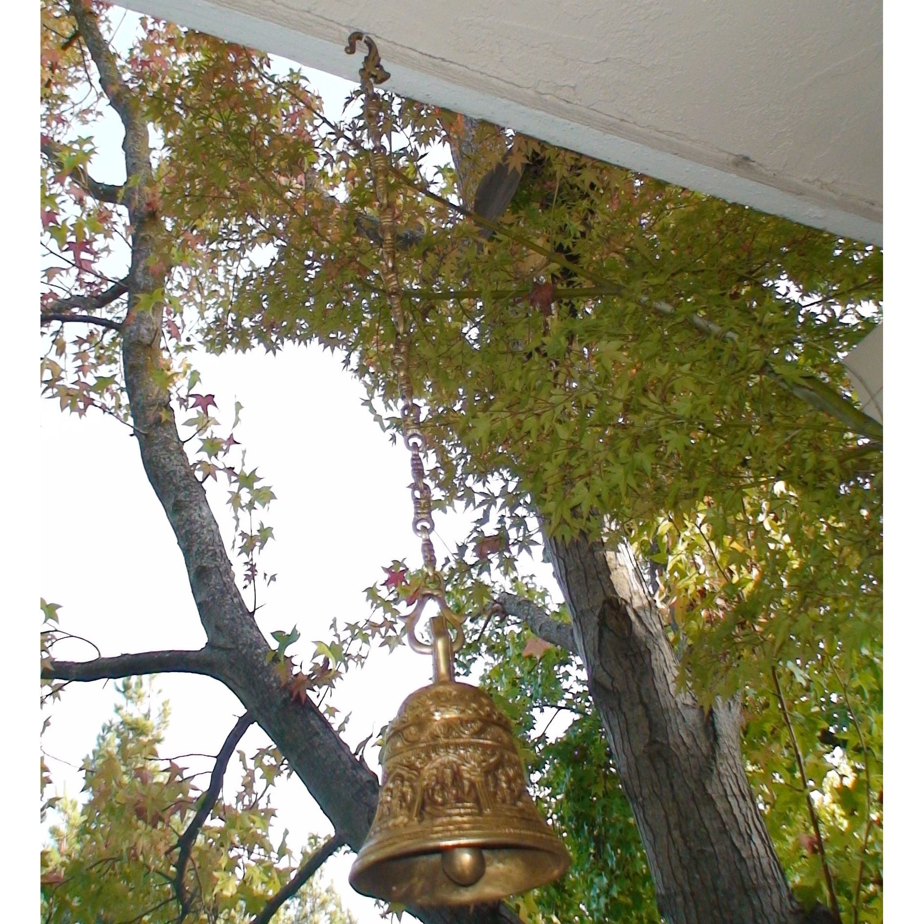 Embossed Brass Hanging Temple Bell - Bellbazaar.com - AA601