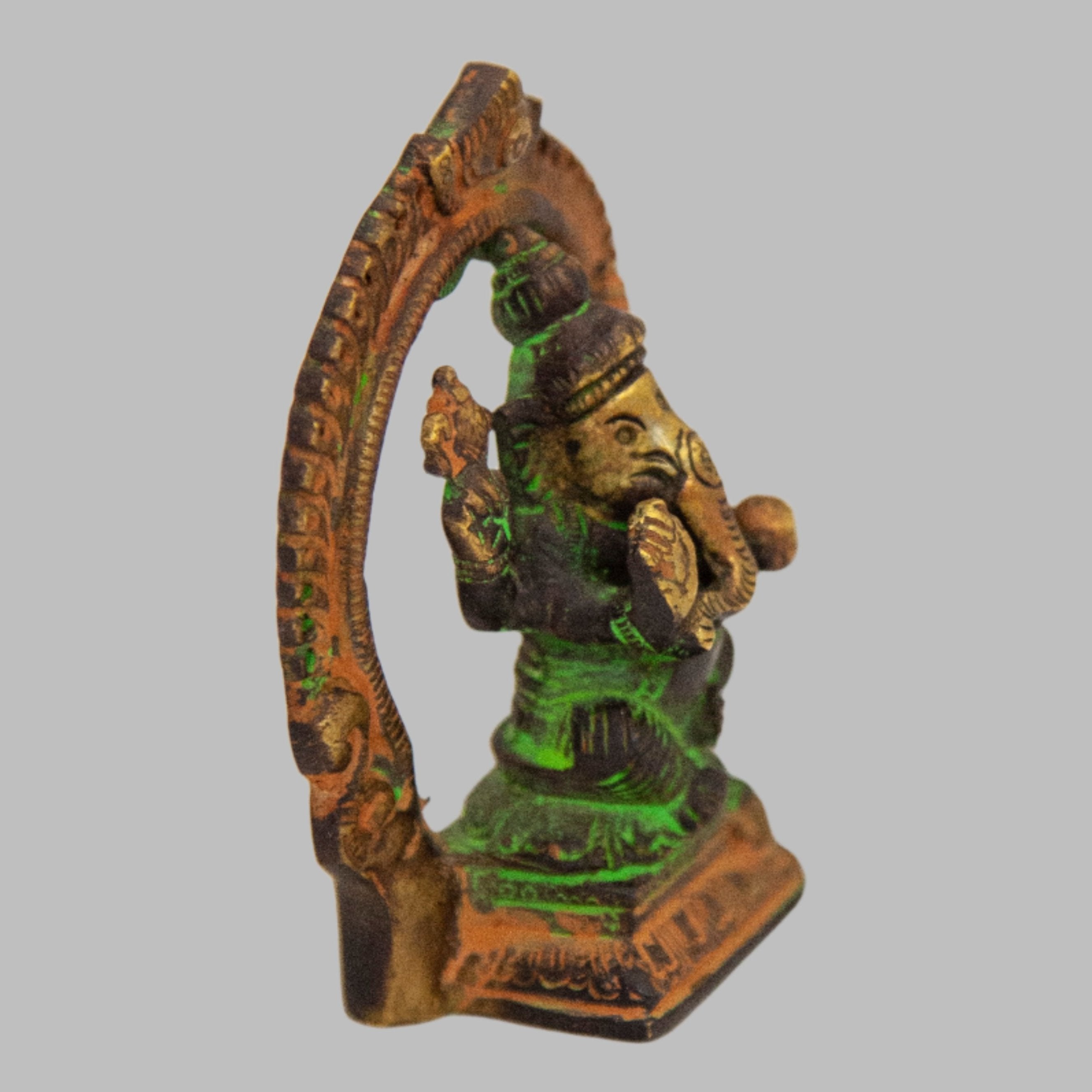 Ganesha Under Arch - Brass Statue with Tri - Color Finish - Sculptures & Statues - Bellbazaar.com - BW383