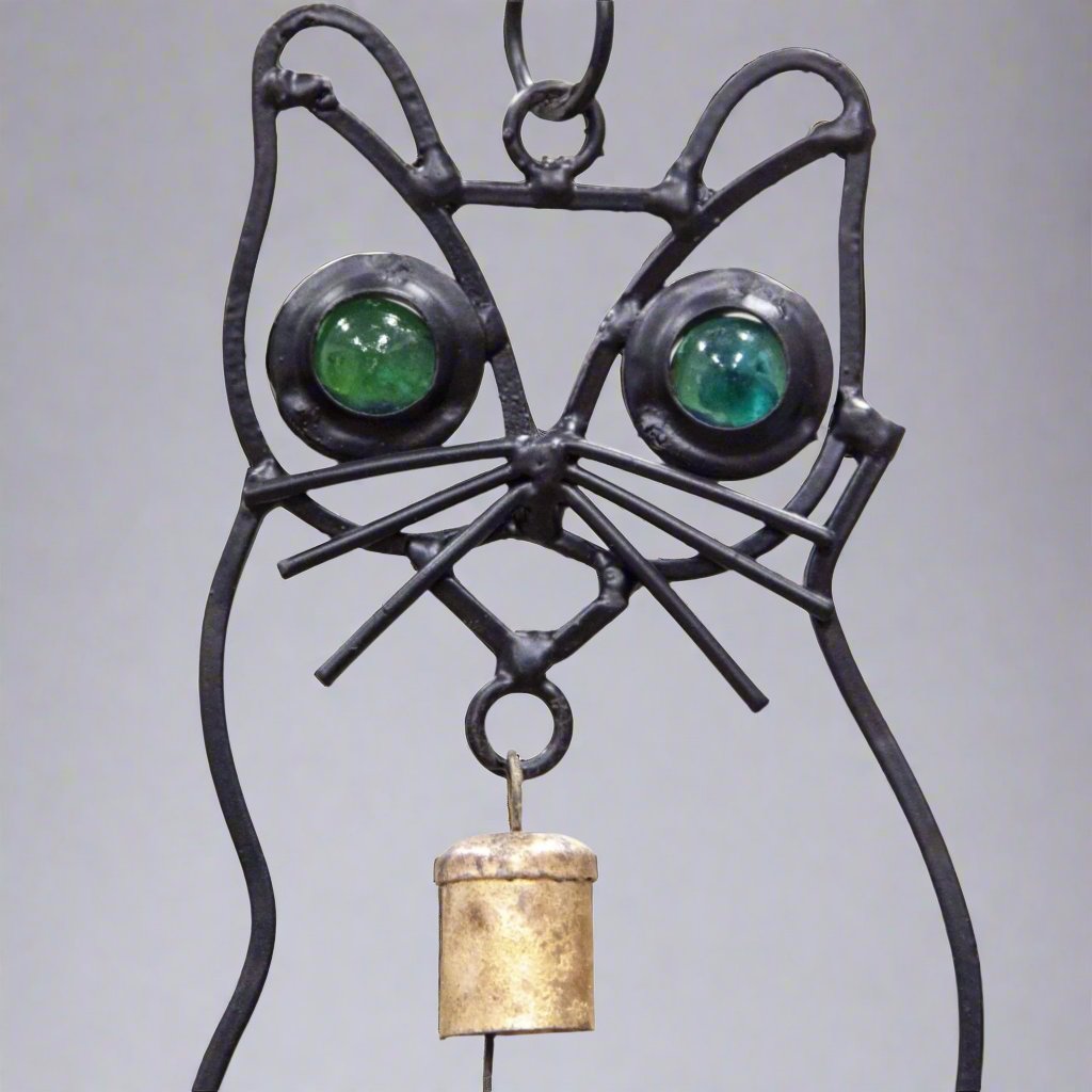 Iron Cat Green Eye Bell Wind Chime - Decorative Bells - Bellbazaar.com - TS712