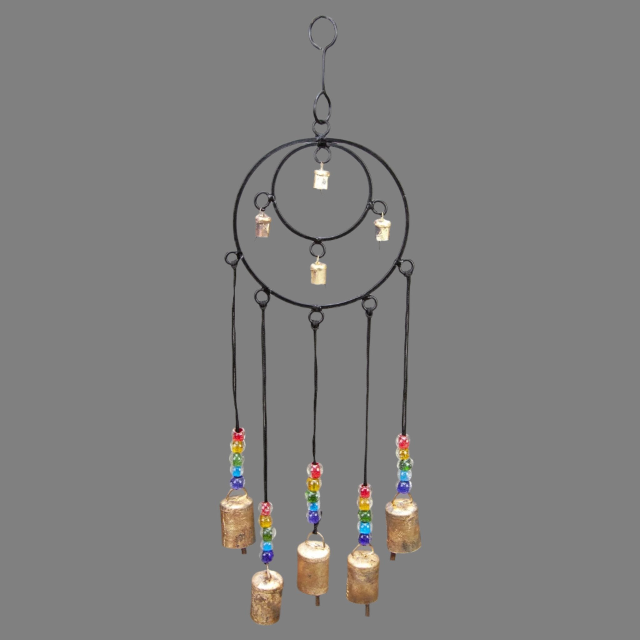 Iron Celtic Bell & Glass Accent Wind Chime - Decorative Bells - Bellbazaar.com - TS336