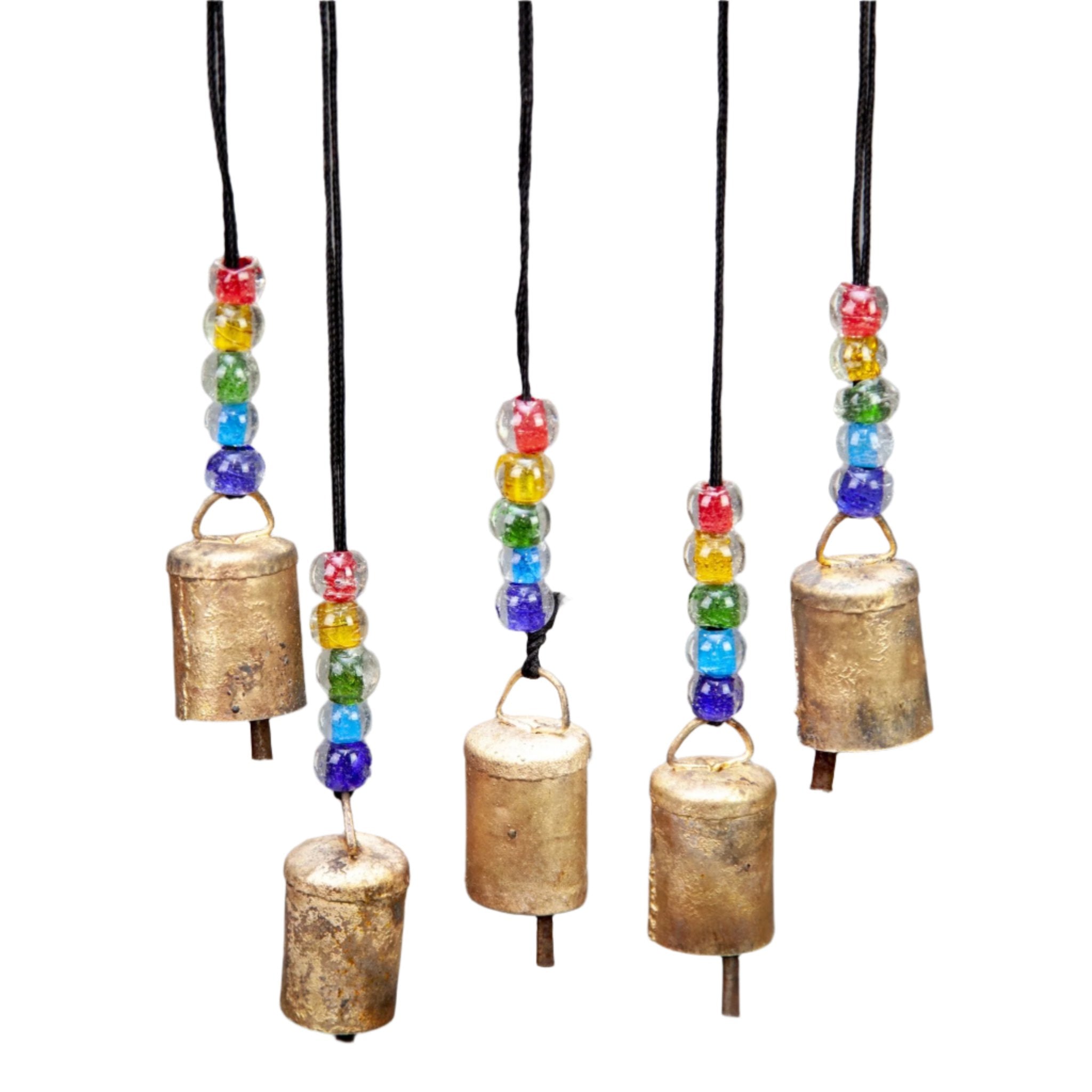 Iron Two Circle Bead & Nine Tin Bell Wind Chime - Decorative Bells - Bellbazaar.com - TS502