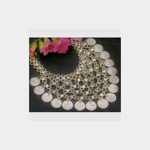 20-Inch White Metal Coin Necklace - Vintage Charm & Style