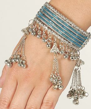 Charming Slip-On Cuff Bracelet with Tiny Beads and Bells