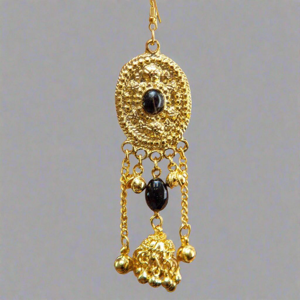Metal Alloy Bell Drop Earrings with Beads - Apparel & Accessories > Jewelry > Earrings - Bellbazaar.com - JM326 - BKG