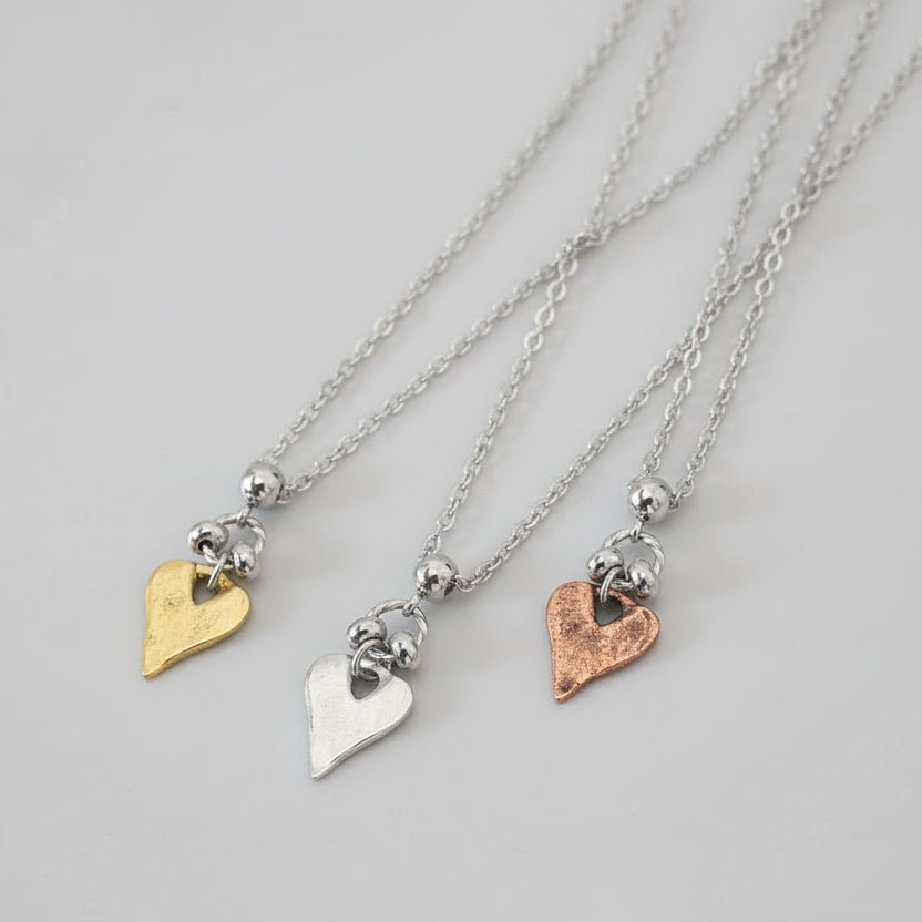 Pewter Heart Pendant Necklace - Bell Bazaar