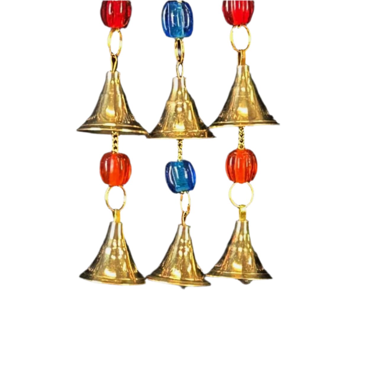 Polished Brass Ganesh Wind Chime with Beads - Decorative Bells - Bellbazaar.com - BS397