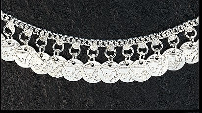 White Metal Chain Bracelet with Coins - Classic & Stylish Statement Piece - Apparel & Accessories > Jewelry > Bracelets - Bellbazaar.com - JW203