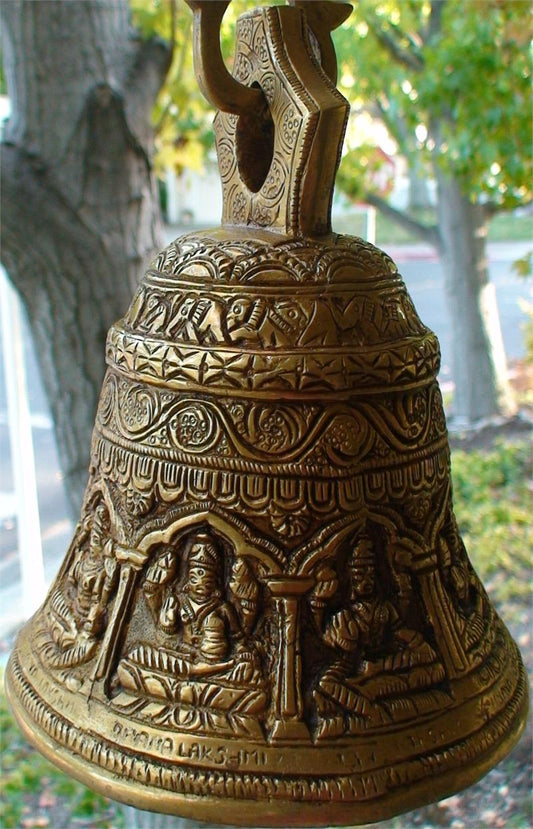 Embossed Brass Hanging Temple Bell - Bellbazaar.com - AA601