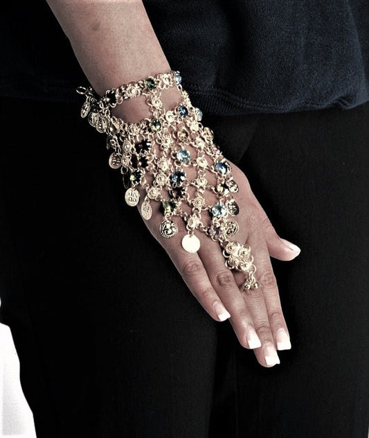 Single Ring Bracelet with Gemstones - Stylish & Colorful Accent Piece - Apparel & Accessories > Jewelry > Bracelets - Bellbazaar.com - JW062