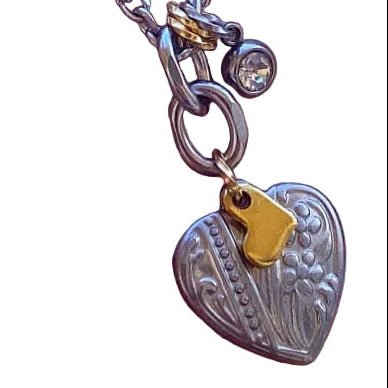 Reversible Heart Necklace with Gold or Rose Gold Accent - Apparel & Accessories > Jewelry > Necklaces - Bell Bazaar