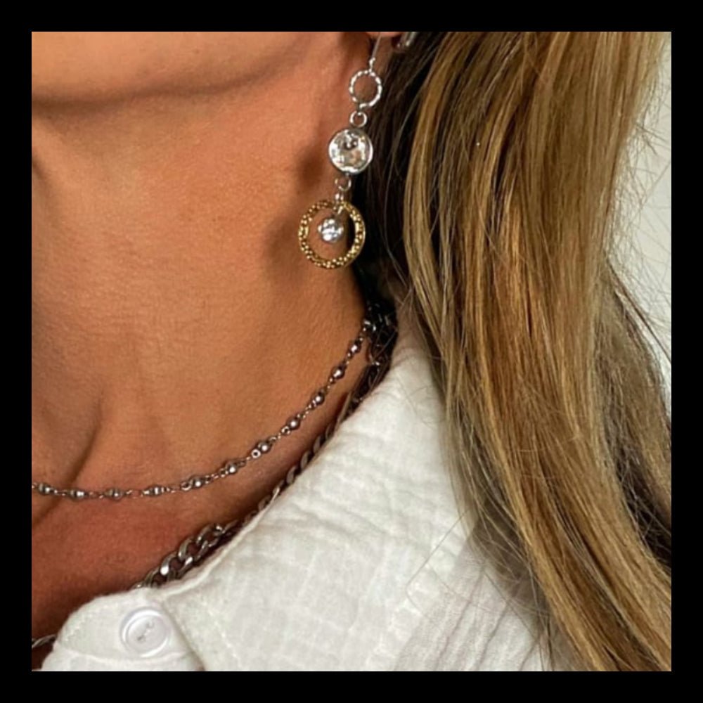 Rhinestone Sparkle Link Drop Earrings - Bell Bazaar