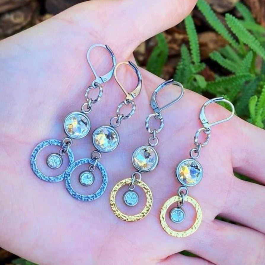 Rhinestone Sparkle Link Drop Earrings - Bell Bazaar