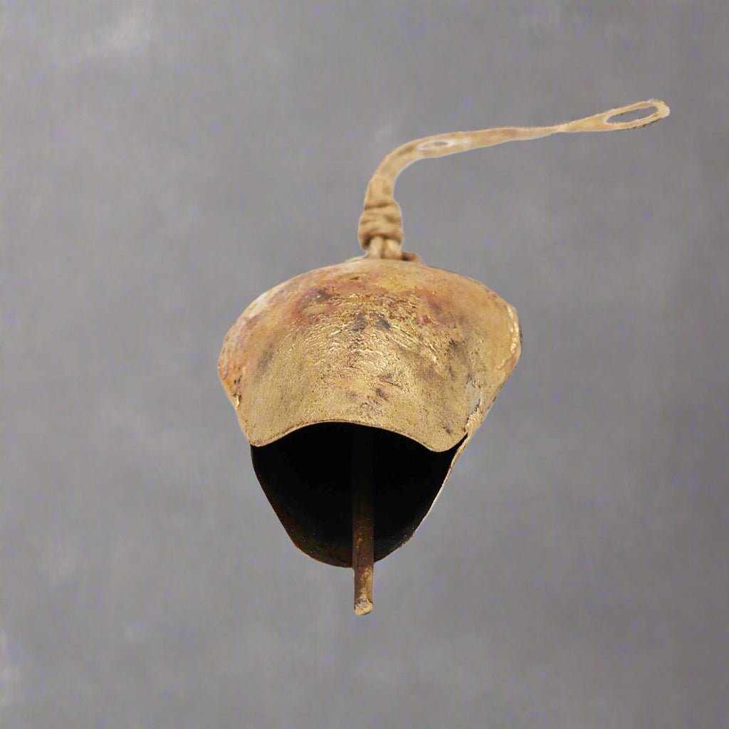 Rustic Tulip - Shaped Tin Bell with Jute Hanger – Handmade Metal Bell with Striker - Decorative Bells - Bellbazaar.com - TL081