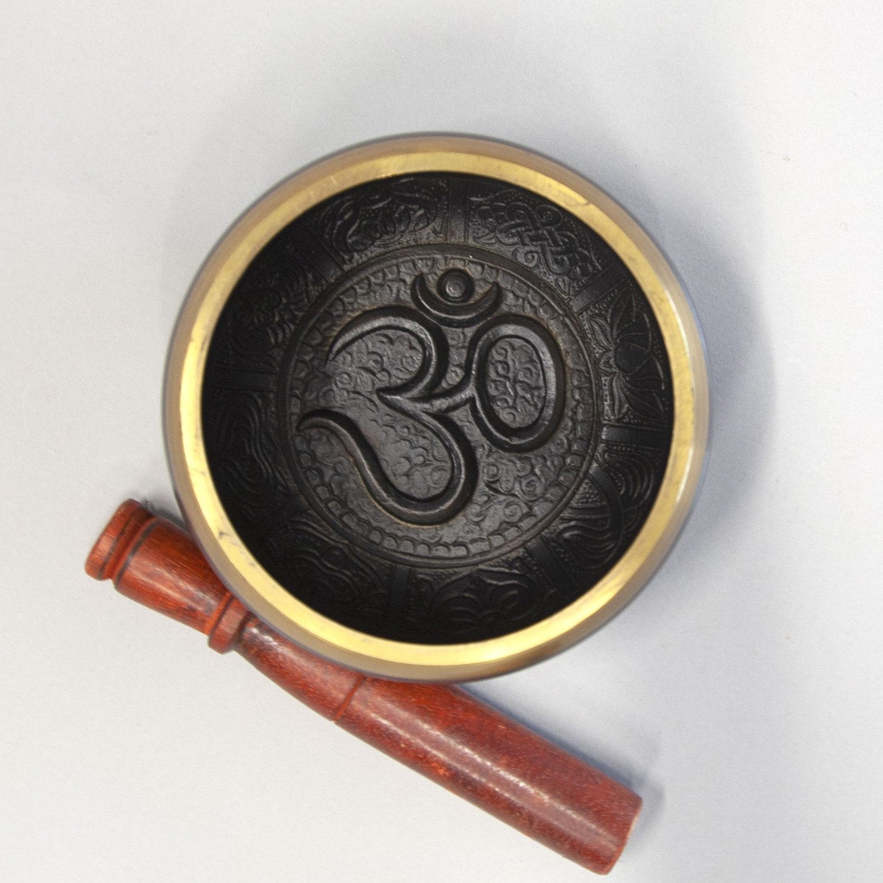 Seven - Metal OM Singing Bowl with Mallet - Religious Items - Bellbazaar.com - BW646