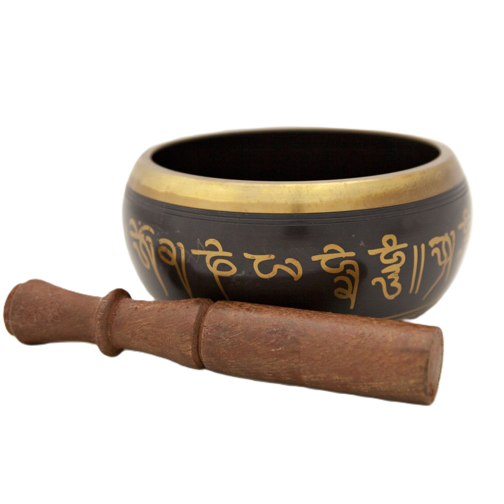 Seven - Metal OM Singing Bowl with Mallet - Religious Items - Bellbazaar.com - BW646