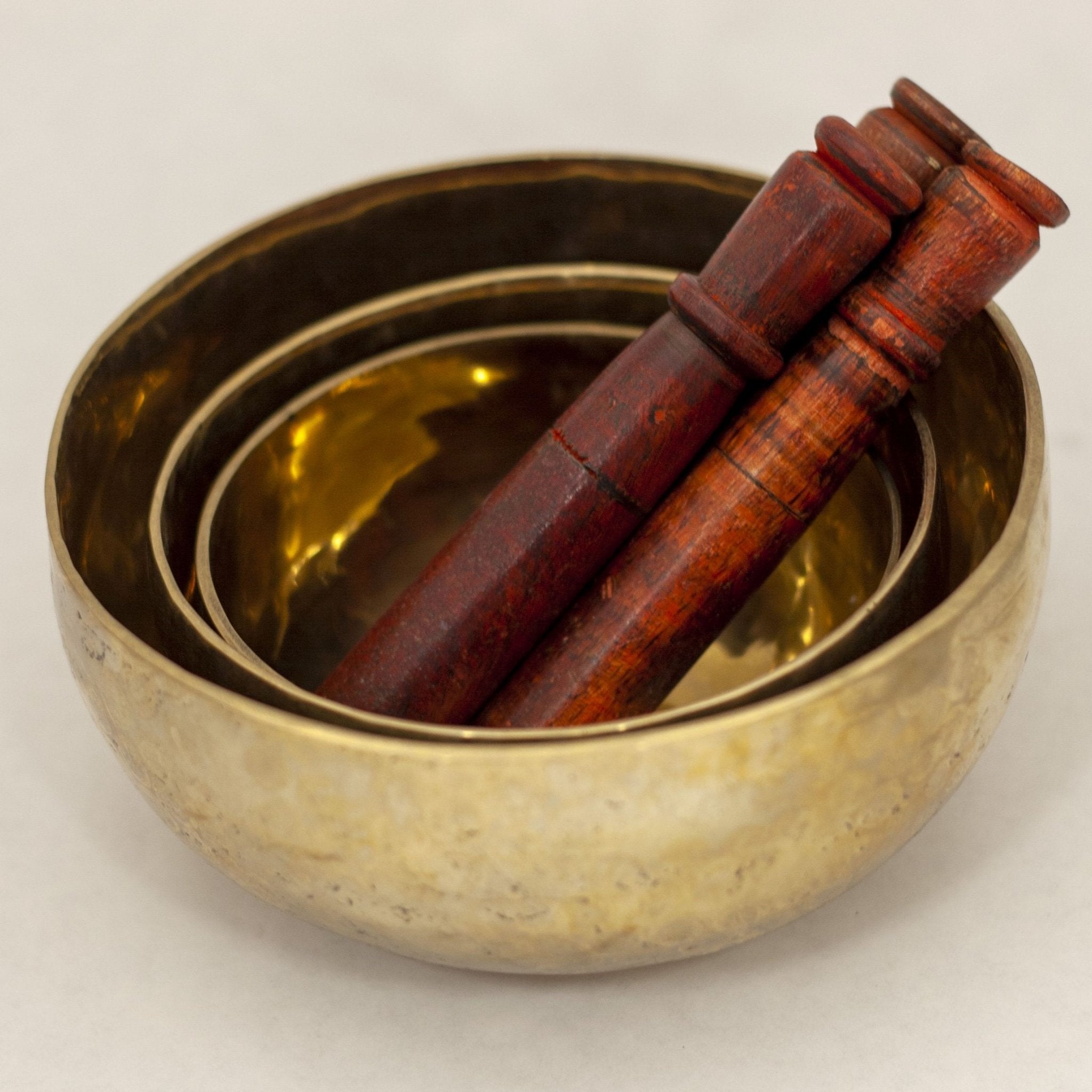 Seven - Metals Singing Bowl Set With Mallets - Religious Items - Bellbazaar.com - BW610