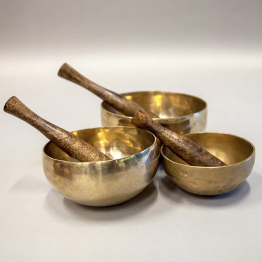 Seven - Metals Singing Bowls with Mallets (Set of Three) - Religious Items - Bellbazaar.com - BW608