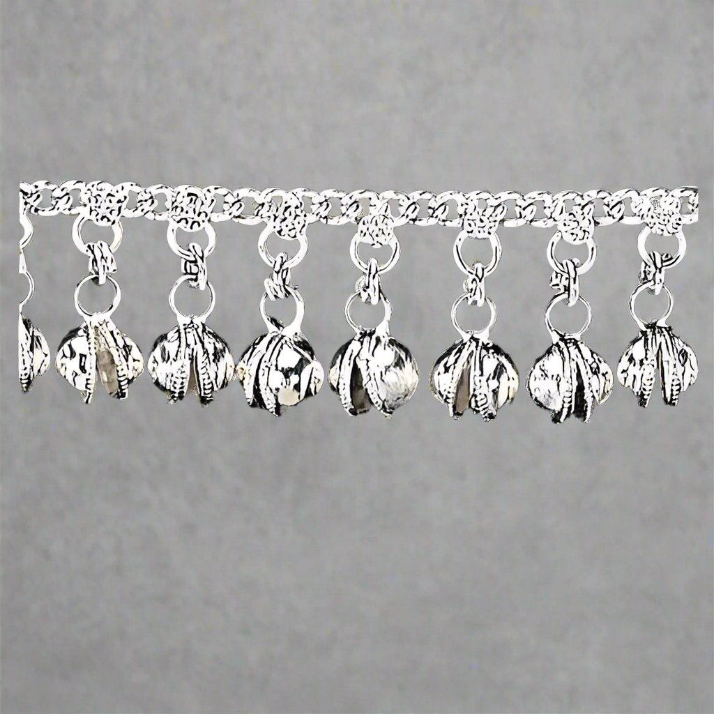 Silver - Tone Anklet with Large Bells - Elegant & Musical Accessory - Apparel & Accessories > Jewelry > Anklets - Bellbazaar.com - JW186