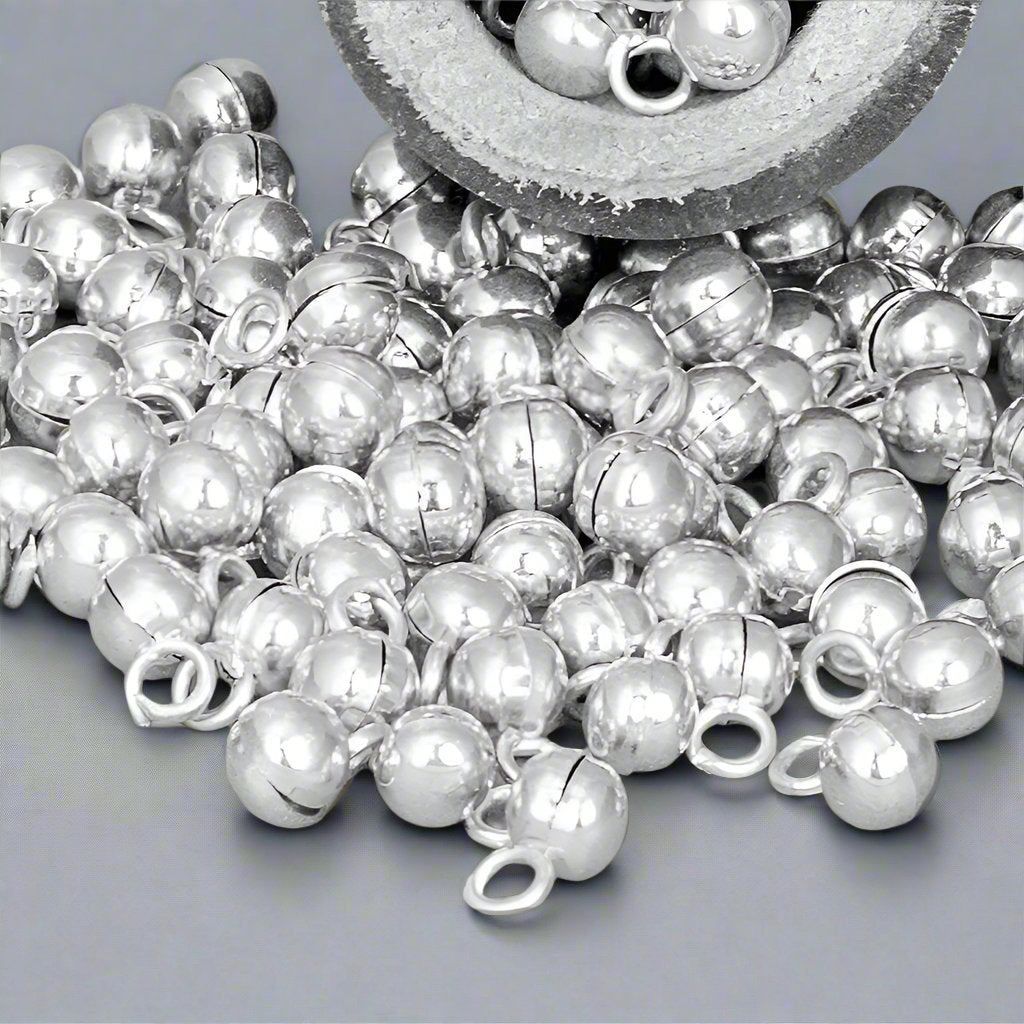 Silver - Tone White Metal Bells (100 pcs) - Perfect for Creative Endeavors - Apparel & Accessories > Jewelry > Charms